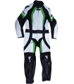 TRAX Full Leather Suit SLG-1208 Full Leather 2pc White/Black/Green